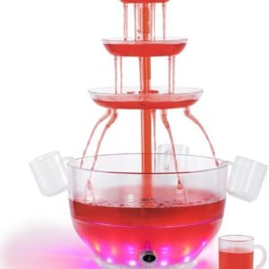 Kusini Drink Fountain for Parties - 1.5 Gal, 3 Tier Punch Bowl Champagne Tower, LED Base, 4 Reusable Cups - Drink Tower Machine for Soda, Juice, Mimosa, Pani Puri Fountain for Party Hosting Supplies