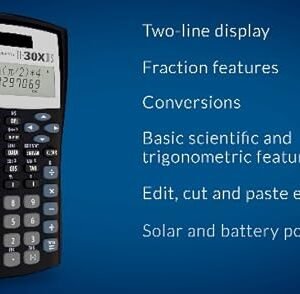 Texas Instruments TI-30XIIS Scientific Calculator, Black with Blue Accents