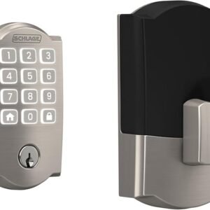 Schlage Arrive WiFi Deadbolt Smart Lock, Keyless Entry Door Lock with Camelot Trim, Satin Nickel, Compatible with Alexa and Google, BE459WB CAM 619