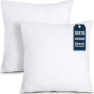 Utopia Bedding Throw Pillows Insert (Pack of 2, White) - 18 x 18 Inches Bed and Couch Pillows - Indoor Decorative Pillow