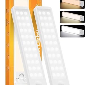 Under Cabinet Rechargeable Dimmable Lighting: 3 Color Temperature Motion Sensor Lights Indoor - Battery Operated Lights - Activated Closet Magnetic Wireless Led Light for Kitchen Home Bathroom Counter