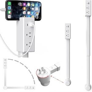 Electrical Outlet Extender Stick - Power Socket Expander,Extendable Outlet for Hard to Reach Places,Features USB-A,USB-C,2 AC Outlets,Rotates 180°,Use Behind Couches,Nightstands,Desks,More