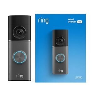 Ring Wired Doorbell Pro (Newest Model) — Retinal 4K with wide-angle video, 10x Enhanced Zoom, and Low-Light Sight, Deep Silver
