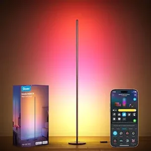 Govee RGBIC Floor Lamp Basic, LED Corner Lamp Works with Alexa, 1000 Lumen Smart Modern Floor Lamp with Music Sync and 16 Million DIY Colors, Color Changing Standing Lamp for Bedroom Living Room Black