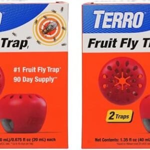 TERRO Fruit Fly Traps for Indoors (4 Pack) + 180 Days of Lure Supply