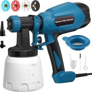 HVLP Paint Sprayer, Electric Spray Paint Gun, 3 Modes & 4 Barss Nozzles, with Cleaning & Blowing Joints, Variable Flow Control, for Doors, Fences, Furniture, Wall, Cabinet, Garden Chairs, etc.