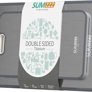 Titanium Cutting Board for Kitchen, Cutting Board Set Double Sided Food Grade, Pure Titanium and Wheat Straw PP, Easy to Clean[15.5”*10.5”+12”*8.5”]