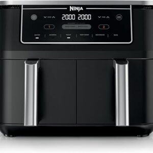 Ninja | Air Fryer | Finish Cooking Multiple Foods at the Same Time | 6-in-1 (Air Fry, Broil, Roast, Keep Warm, Dehydrate, Bake) | Fit up to 8lb Chicken Wings in the two 5 QT Baskets | DZ302