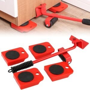 2025 New Furniture Lift Mover Tool Set, Upgrade Furniture Lifter Tool Furniture Movers with Adjustable Height Lifting Tool Lever & 4 Wheels, Mover Dolly Sliders Tool for Heavy Furniture (Red, 1)