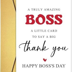 Happy Boss's Day Card for Boss Manager Leader, Bosses Day Heartfelt Appreciation Card Gift from Staff Employee, Thank You Cards for Boss Leader