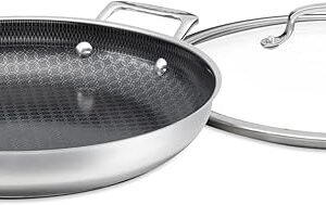 Cuisinart FusionPlus Nonstick Stainless Steel Cookware, 12-Inch Everyday Pan with Cover, PFAS-Free PURELYSEAR Ceramic Technology, Scratch Proof, Wide Grip Handles, Dishwasher Safe, FPS25-30D