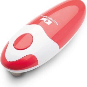 Kitchen Mama Auto Electric Can Opener: Open Your Cans with A Simple Press of Button - Automatic, Hands Free, Smooth Edge, Battery Operated, YES YOU CAN (Red)