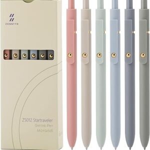 Ddaowanx Gel Pens, 6 Pcs 0.5mm Quick Dry Black Ink Pens Fine Point Smooth Writing Pens, Cute Office School Supplies Gifts for Women