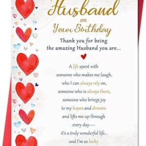 Funny Birthday Card Gifts for Husband from Wife, Happy Birthday Decorations for Men-8x5.3 Inches, Double-Sided