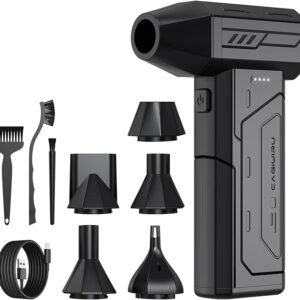 Compressed Air Duster,130000RPM Super Power Cordless Air Duster,Rechargeable Brushless Blower,3 Gear Adjustable Mini Blower with LED Light,Dust Remover for Computer/House/Outdoor/Car