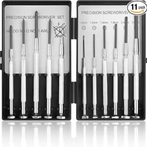 11 Pcs Small Precision Screwdriver Set, Tiny Screwdriver Set, Mini Screw Driver Kit with Slotted and Phillips Heads, Ideal for Watch, Eyeglasses, Toys, Electronics, Computer Repair