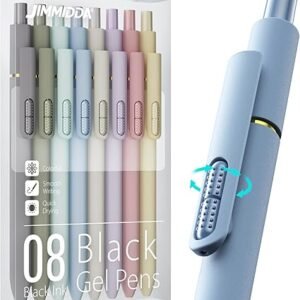 8Pcs Black Gel Pens - 0.7mm Medium Point Black Ink Pens | Smooth Writing - Quick Drying Retractable Pen for Men Women (Morandi - 8Pcs)