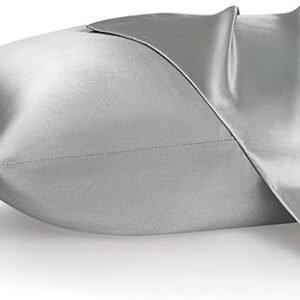 Bedsure Satin Pillowcase, Similar to Silk Pillow Cases Queen Size Set of 2, Cooling Pillow Case with Envelope Closure, Christmas Room Decor Gifts for Women Men, Silver Grey, 20x30 Inches, 2pcs