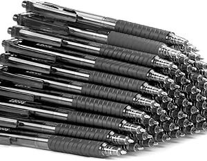 Sooez 40 Pack Bulk Pens Ballpoint Smooth Writing pens, Retractable Black Ink Pen, Medium Point 1.0mm Click Pens for Journaling, Soft Grip Box of Pen Office Supplies for Nurse,Server, Note Taking,Black