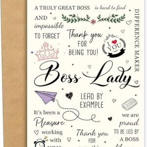 Funny Boss's Day Card for Boss Lady, Boss Lady Thank You Card from Group Team, Birthday Cards for Female Bosses Leader, Bosses Retirement Cards Gift for Women