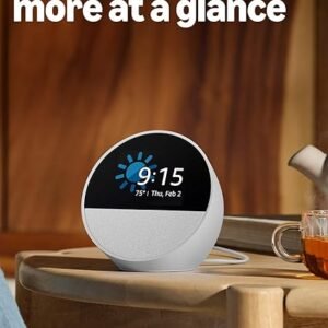 Amazon Echo Spot, Great for nightstands, offices and kitchens, Smart alarm clock with Alexa, Black