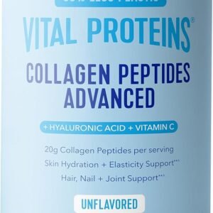 Vital Proteins Collagen Peptides Powder Advanced with Hyaluronic Acid & Vitamin C - 20oz Collagen Protein, Unflavored, 27 Servings