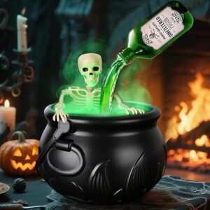 Halloween 10” Floating Potion Cauldron Set with Mist Maker – DIY Spooky Witch Cauldron Décor with 9 Colorant Bottles (10)