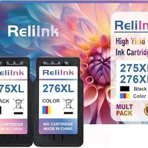 275XL 276XL Replacement for Canon 275 and 276 Ink Cartridges Cannon Ink 275 276 XL PG-275 CL-276 Black Color Ink Cartridge for PIXMA TS3722 TR4720 TS3522 TS3520 TR4700 TS3720 Printer (2-Pack)