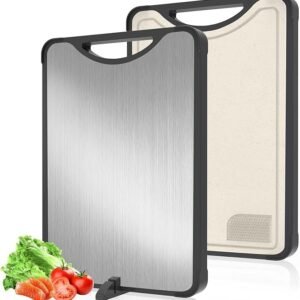 Titanium Cutting Board – 2-in-1 Double Sided Chopping Boards for Kitchen, SGS Food-Grade Certified, Pure Titanium & Wheat Straw PP, Dishwasher Safe, Ideal for Meat, Vegetables & Family Cooking (16×11)