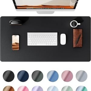 YSAGi Leather Office Desk Pad Protector, Large Mouse Pad, Non-Slip, PU Leather, Laptop Desk Blotter, Waterproof Writing Pad for Office and Home, Black, 23.6" x 13.8"