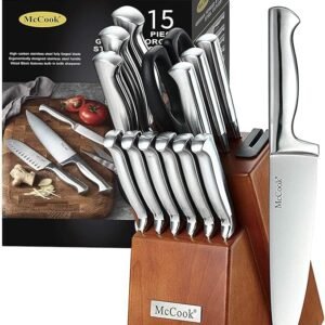 McCook® Knife Sets, German Stainless Steel Kitchen Knife Block Sets with Built-in Sharpener