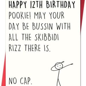 12th Birthday Card,12 Year Old Birthday Gifts & Decorations for Boys Girls Son Daughter Nephew Niece,Funny 12th Birthday Card for Him Her with Gen Z Teenagers Slang Meme-Inspired Design