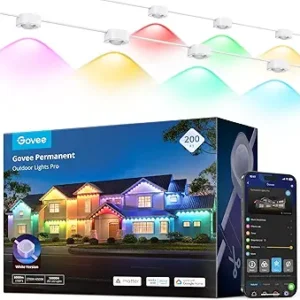Govee Permanent Outdoor Lights Pro, 200ft with 120 RGBIC LED Lights for Daily and Accent Lighting, 75 Scene Modes for Outdoor Decor, IP67 Waterproof, Works with Alexa, Google Assistant, Matter, White