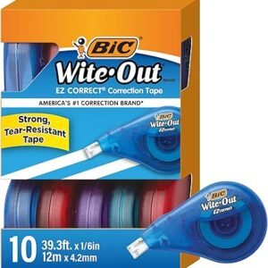 BIC Wite-Out EZ Correct Tear-Resistant Correction Tape with 39.3 ft of Tape, 10-Count Pack in White