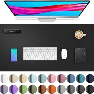 Aothia Non-Slip Waterproof PU Leather Desk Pad Protector for Mouse, Writing Desk, Office, Home, Laptop Blotter, 23.6" x 13.7", Black