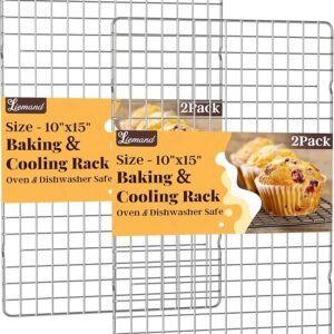 Cooling Racks for Cooking and Baking - 2 PCS 10" x 15" Grid Wire Baking Rack for Oven Cooking, Baking, Grilling, Roasting -Dishwasher Safe Bacon Rack- Fits Jelly Roll Cookie Sheet Pan