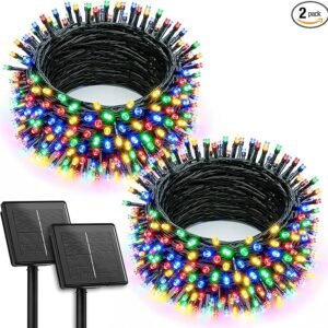 Brightown 2 Pack Solar Christmas String Lights Outdoor, Total 144Ft 400 LED Twinkle Fairy Lights Waterproof with 8 Modes Auto On/Off for Patio Tree Garden Party Home Wedding Decorations (Multicolor)