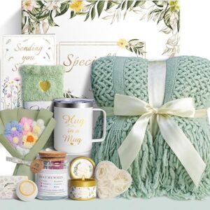 Gift Baskets for Women, 11 PCS Unique Birthday Gifts for Women, Self Care Gift Baskets, Thank You, Get Well, Sympathy Inspirational Friendship Gifts for Mom, Grandma, Sister,Friends (Sage Green)